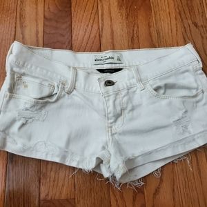 abercrombie kids White Ripped Denim Shorts